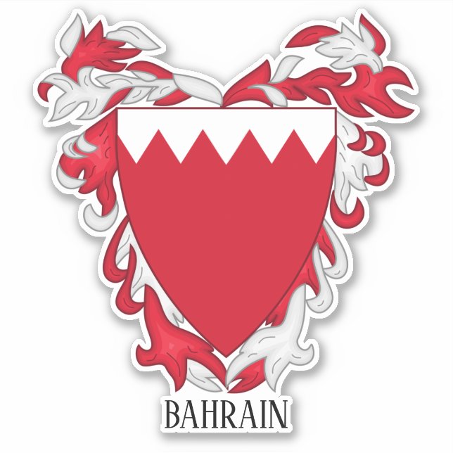 Bahrain National Coat Of Arms Patriotic Sticker (Front)