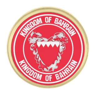 Bahrain Round Emblem Gold Finish Lapel Pin