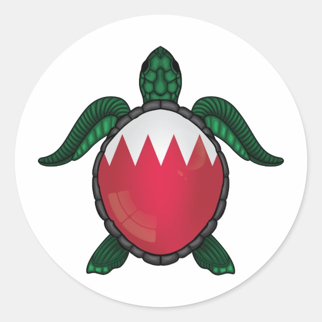 Bahrain sea turtle flag classic round sticker (Front)