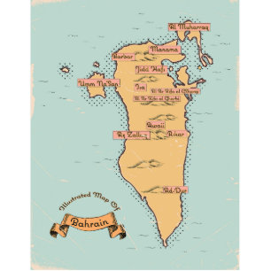 Bahrain Vintage travel map Cutout