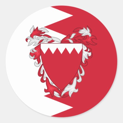 Bahraini Flag  Coat of Arms Flag of Bahrain Classic Round Sticker
