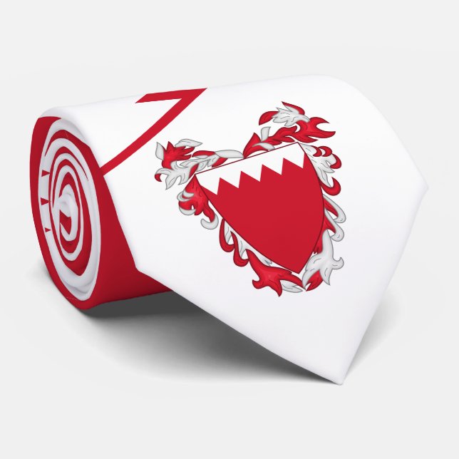 Bahraini Flag & Coat of Arms, Flag of Bahrain Neck Tie (Rolled)