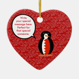 Bahraini Flag Holiday Ms. Penguin Talking Ceramic Ornament
