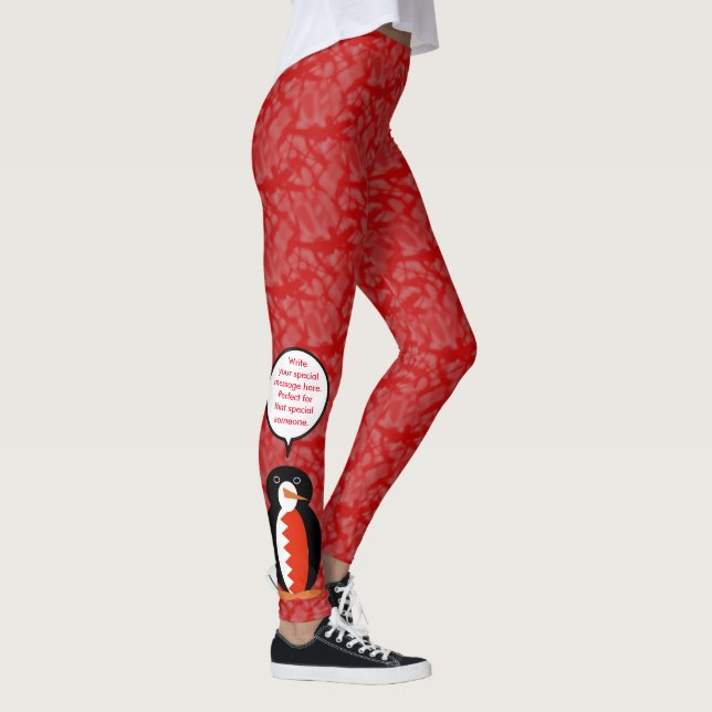 Bahraini Flag Holiday Ms. Penguin Talking Leggings (Right)