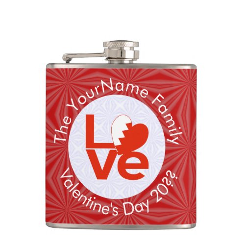 Bahraini Flag Red Letter LOVE Personalized  Flask
