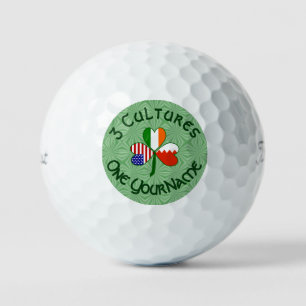Bahraini Irish American Flags Shamrock Personalize Golf Balls