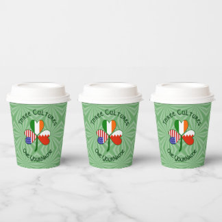 Bahraini Irish American Flags Shamrock Personalize Paper Cups