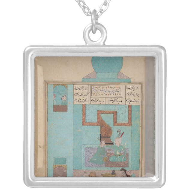 Bahram Visits a Princess in the Turquoise Silver Plated Necklace (Front)
