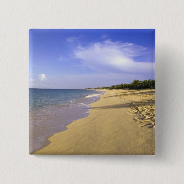 Baie Longue Long Bay beach, St. Martin, Pinback Button (Front)