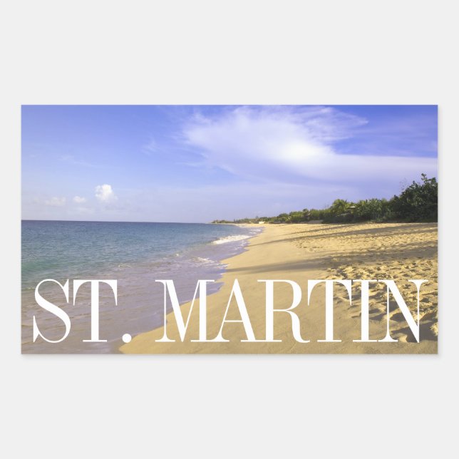 Baie Longue Long Bay Beach, St. Martin Rectangular Sticker (Front)