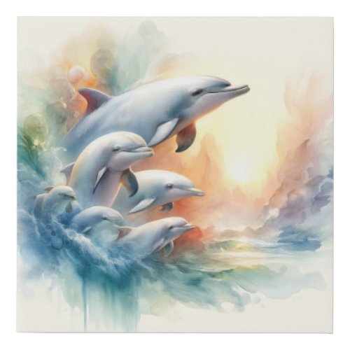 Baiji Dolphins 260524AREF102 _ Watercolor Faux Canvas Print