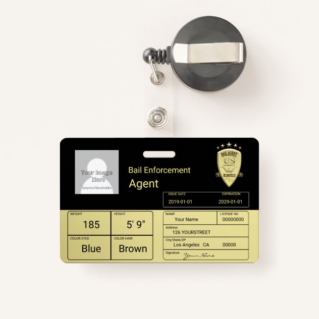 Bail Agent Badge (Back with Retractable)