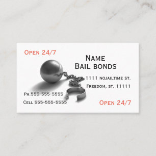 Bail bonds ball and chain business card