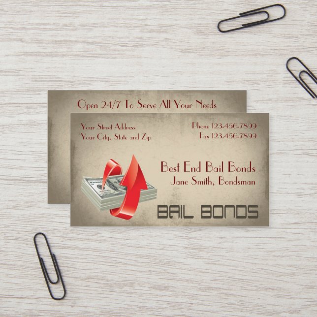 Bail Bonds Bondsmen Business Card (Front/Back In Situ)