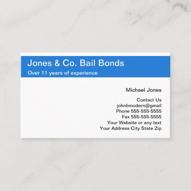 Bail Bonds Business Cards (Front)