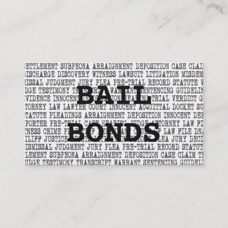 Bail Bonds Legal Words Business Card