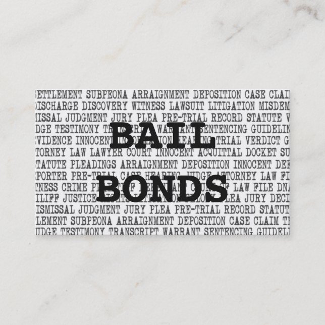 Bail Bonds Legal Words Business Card (Front)