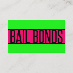 Bail Bonds Neon Green and Hot Pink Business Card