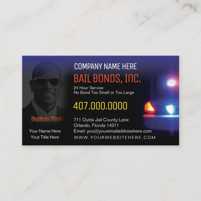 Bail Bonds Photo Business Card Template (Front)