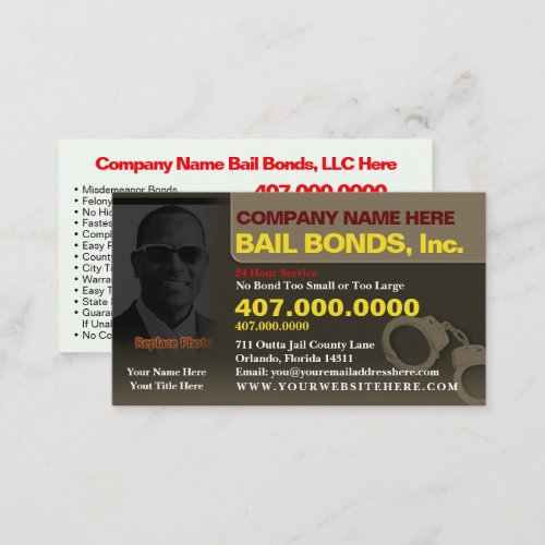 Bail Bonds Photo Customize Business Card Template