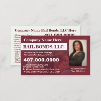 Bail Bonds Photo Customize Business Card Template by WhizCreations at Zazzle