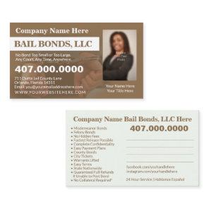 Bail Bonds Photo Customize Business Card Template