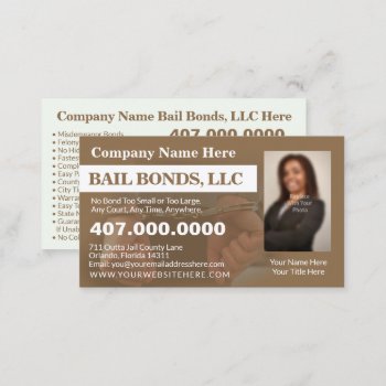 Bail Bonds Photo Customize Business Card Template by WhizCreations at Zazzle