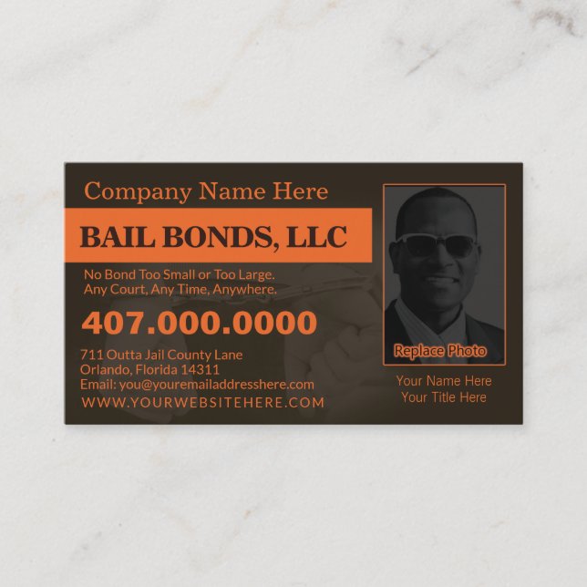 Bail Bonds Photo Customize Business Card Template (Front)