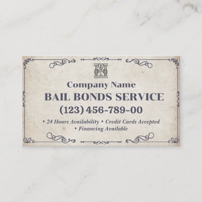 Bail Bonds Service | Classic Vintage Business Card (Front)