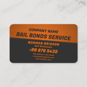 Bail Bonds Service Dark Orange Business Card