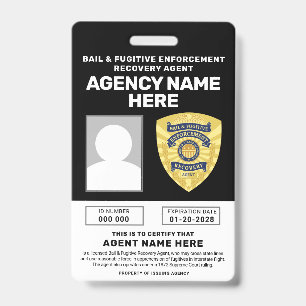 BAIL & FUGITIVE RECOVERY AGENT BADGE 