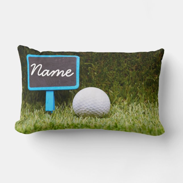 bail out sign with golf ball on green grass lumbar pillow (Front)