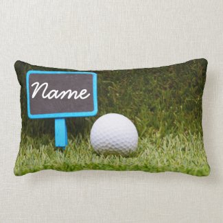 bail out sign with golf ball on green grass lumbar pillow