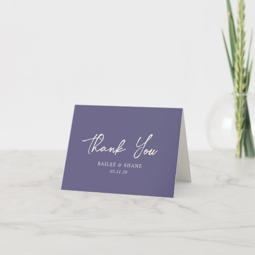 Bailee Dusty Purple Modern Wedding Thank You Card