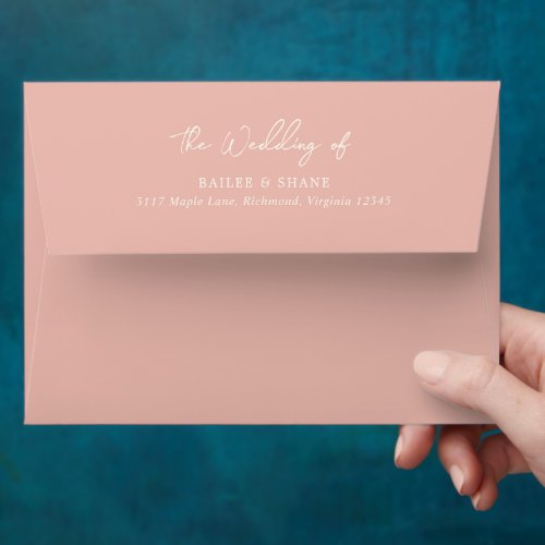 Bailee Peach Modern Wedding Envelope