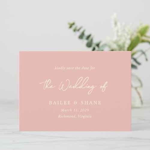 Bailee Peach Modern Wedding Save The Date