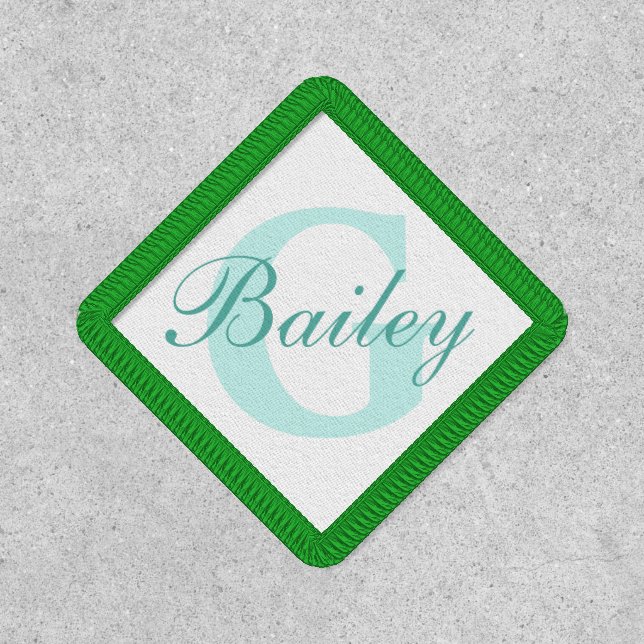 Bailey green name and initial simple text label patch (Front)