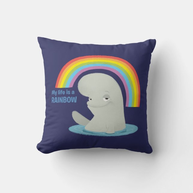 Bailey | My Life is a Rainbow Throw Pillow (Front)