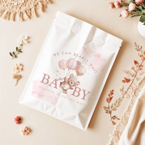 BAILEY Pink Bearly Wait Teddy Bear Baby Shower Favor Bag