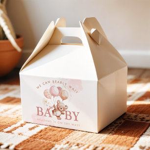 BAILEY Pink Bearly Wait Teddy Bear Baby Shower Favor Boxes
