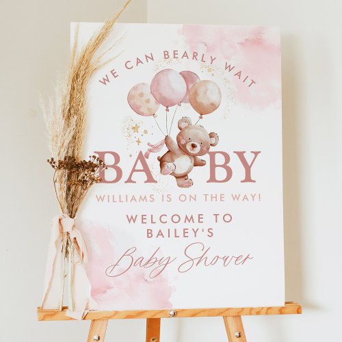 BAILEY Pink Bearly Wait Teddy Bear Baby Shower Foam Board