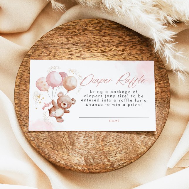 BAILEY Pink Bearly Wait Teddy Bear Diaper Raffle Business Card (Creator Uploaded)
