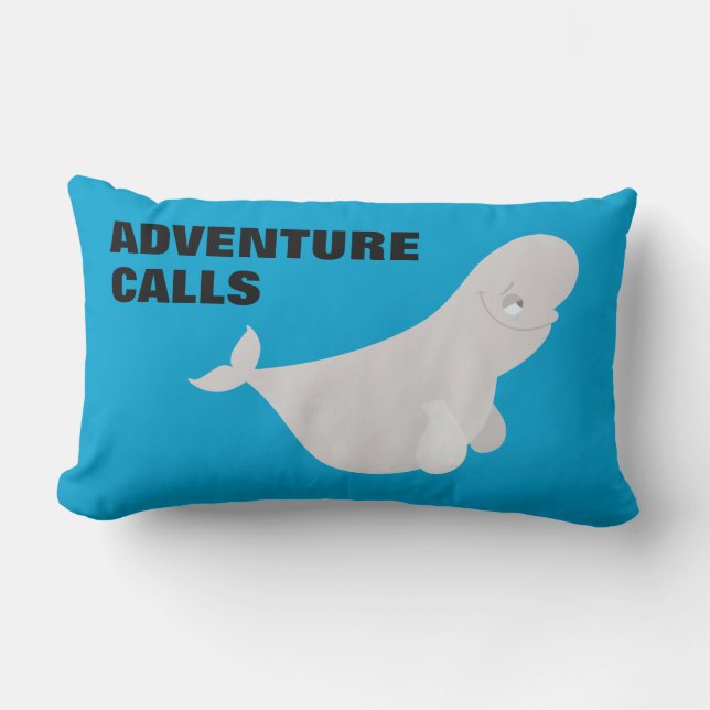 Bailey the Beluga Whale Lumbar Pillow (Front)