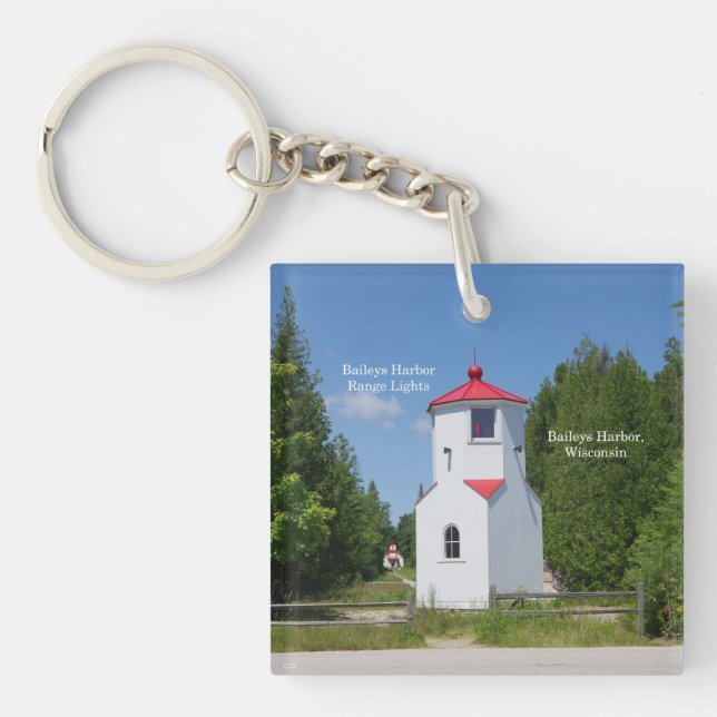 Baileys Harbor Range Lights acrylic key chain (Front)