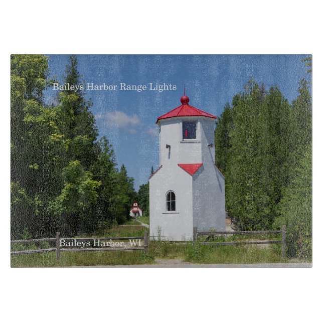 Baileys Harbor Range Lights cutting board (Front)