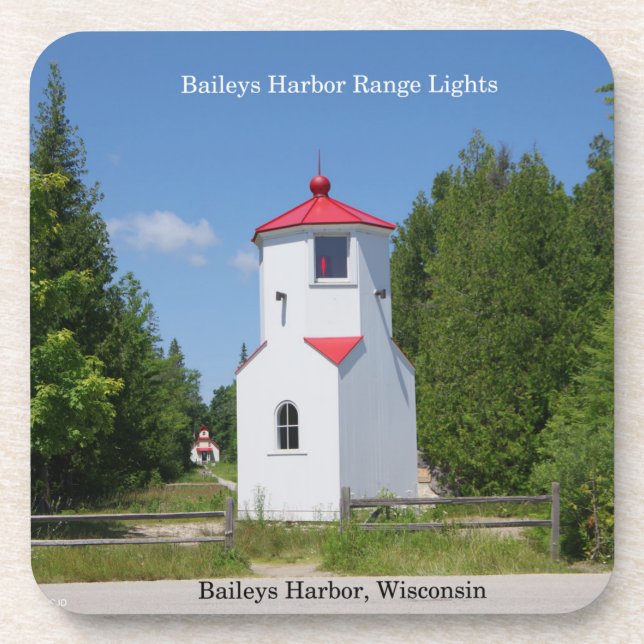 Baileys Harbor Range Lights set of 6 coasters (Front)