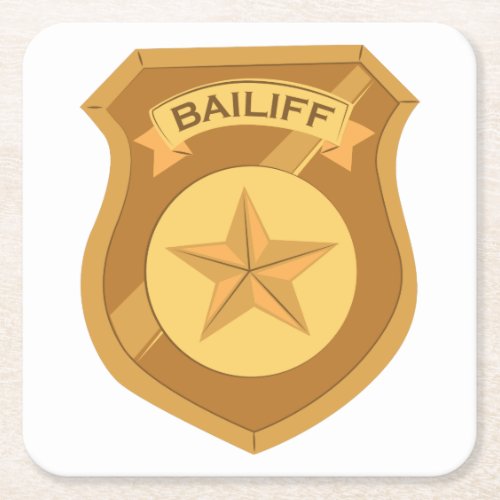 Bailiff Badge Square Paper Coaster