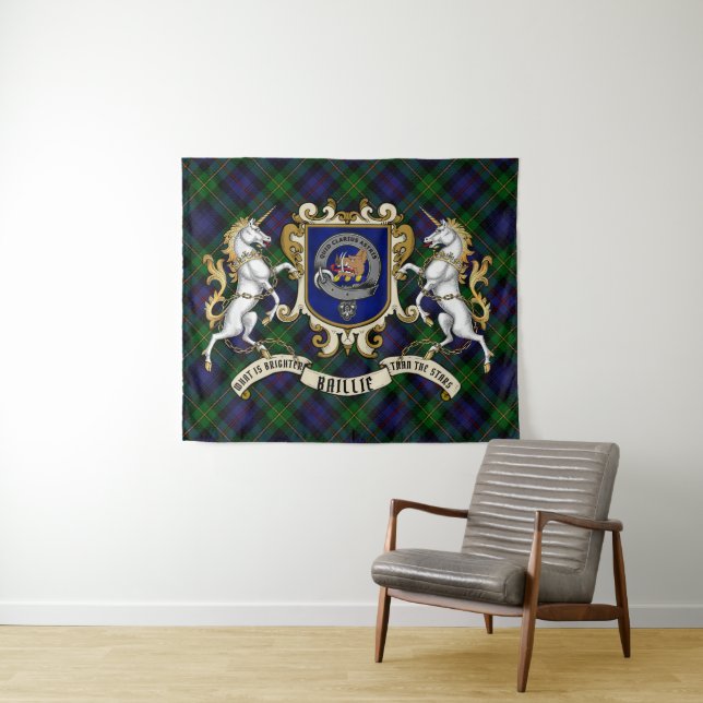 Baillie Clan Badge & Tartan Tapestry (In Situ (Horizontal))