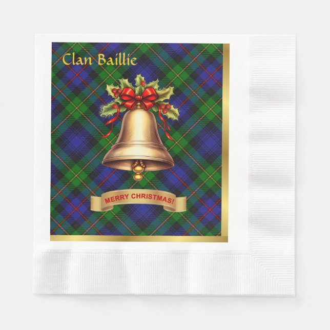 Baillie Personalized Tartan Christmas Napkins (Front)