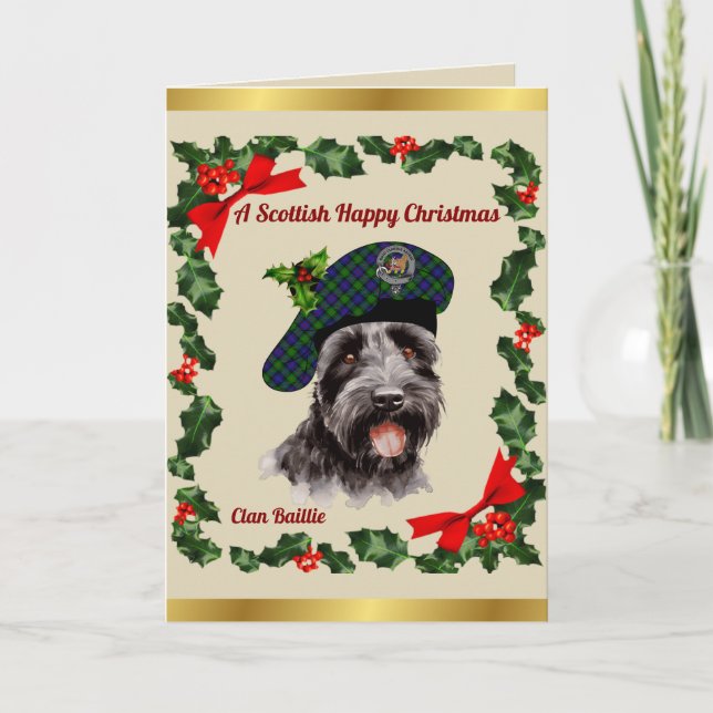 Baillie Scottie Dog Personalized Xmas Card (Front)